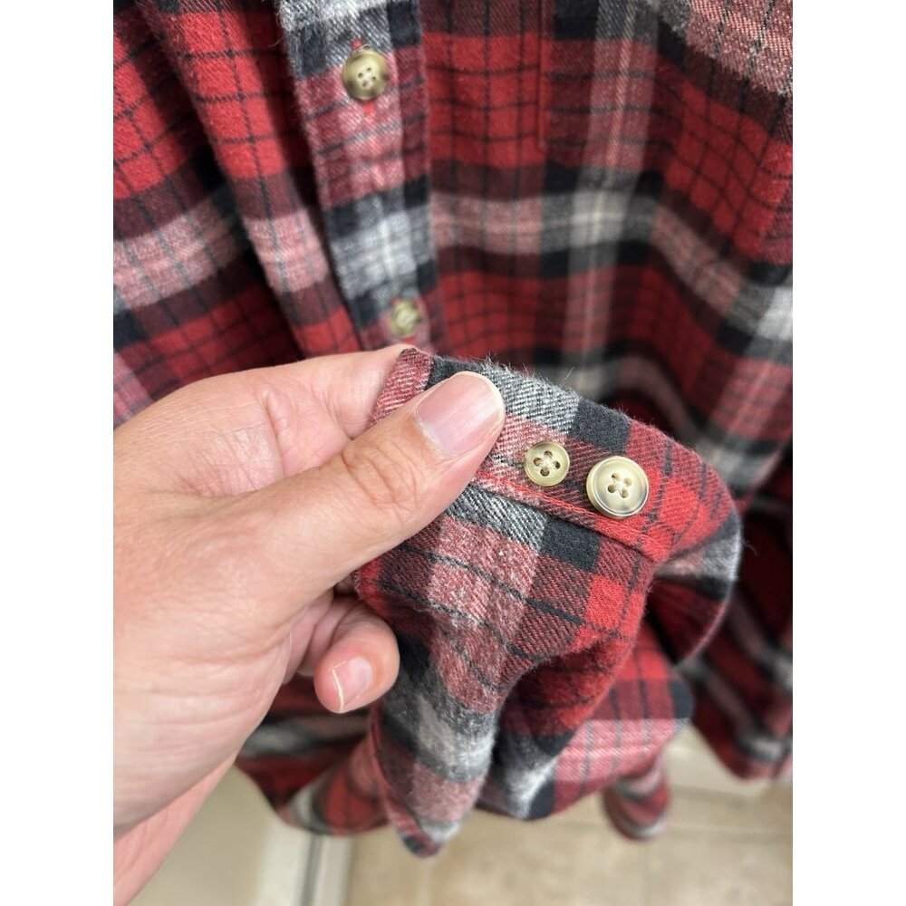 Vintage LL Bean Button Down Pocket Flannel Shirt Mens XL Plaid Purple OMT30 - Picture 8 of 9